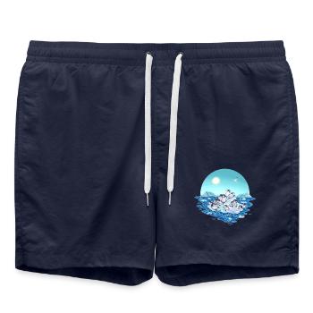 Climate Change Global Warming Penguins Gift - Swim Trunks - french navy - Front - AI Model Male 185 light (185cm)