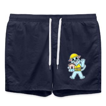 Cadeau de construction de maison de chat constructeur - Short de bain - bleu marine - Devant - AI Model Male 185 light (185cm)