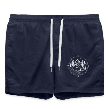 Forest forest compass river camping tent woods nature - Swim Trunks - french navy - Front - AI Model Male 185 light (185cm)