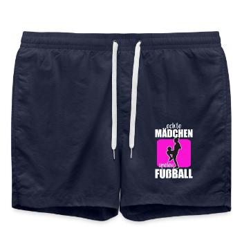 Echte Mädchen spielen Fußball Fußballerin Geschenk - Badeshorts - French Navy - Vorne - AI Model Male 185 light (185cm)
