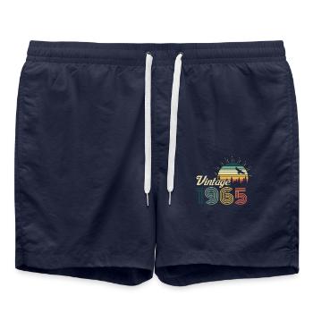Vintage 1965 Geburtstag Retro Jahrgang Geschenk - Badeshorts - French Navy - Vorne - AI Model Male 185 light (185cm)