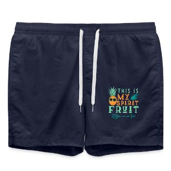 Pineapple saying funny - Swim Trunks - french navy - Front - AI Model Male 185 light (185cm)