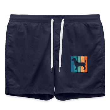 Jack Russel Terrier Hund Hundeliebe Retro Geschenk - Badeshorts - French Navy - Vorne - AI Model Male 185 light (185cm)