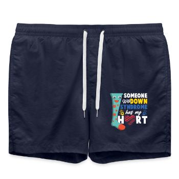 Down Syndrom Socke Herz Liebe Geschenk - Badeshorts - French Navy - Vorne - AI Model Male 185 light (185cm)