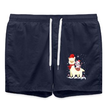 Protection de la bouche de Noël Licorne mignon alpaga lama - Short de bain - bleu marine - Devant - AI Model Male 185 light (185cm)