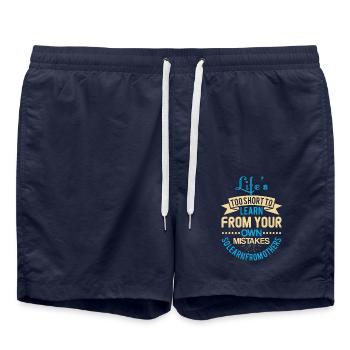 Life s too short to learn from your own mistakes - Badeshorts - French Navy - Vorne - AI Model Male 185 light (185cm)