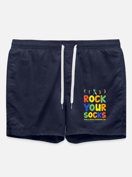 Down syndrome sock gift - Swim Trunks - french navy