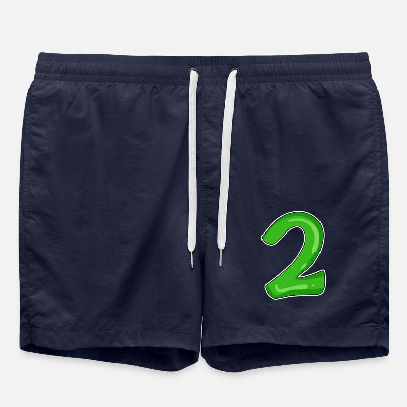 Numéro 2 vert - Short de bain - bleu marine