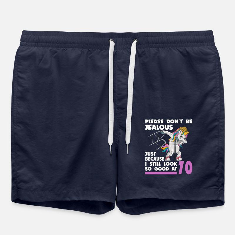 70th birthday 70 years unicorn with rollator stick - Swim Trunks - french navy