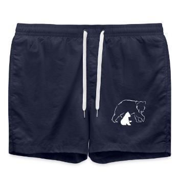 Bär Bären Braunbär Mutter Baby Natur Wald Liebe - Badeshorts - French Navy - Vorne - AI Model Male 185 light (185cm)