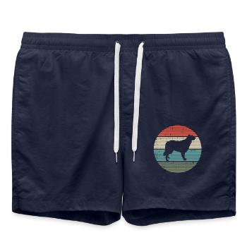 Collie Dog Border Herding Dog Canine Retro Gift - Swim Trunks - french navy - Front - AI Model Male 185 light (185cm)
