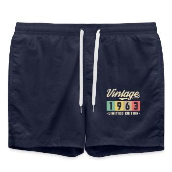 Vintage 1963 Birthday Retro Vintage Gift - Swim Trunks - french navy - Front - AI Model Male 185 light (185cm)