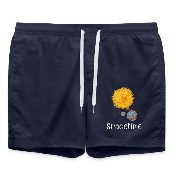 Spacetime sun drôle disant planètes jaunes - Short de bain - bleu marine - Devant - AI Model Male 185 light (185cm)