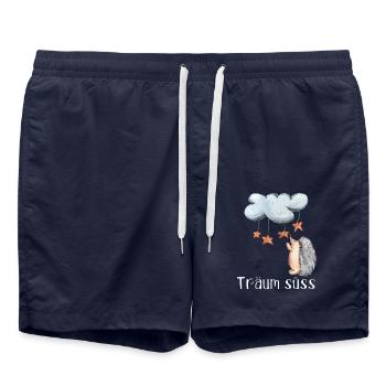 Gute Nacht Igel Nachthemd Schlafanzug Pyjama - Badeshorts - French Navy - Vorne - AI Model Male 185 light (185cm)