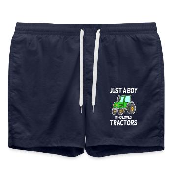 Tractor love tractors saying - Swim Trunks - french navy - Front - AI Model Male 185 light (185cm)