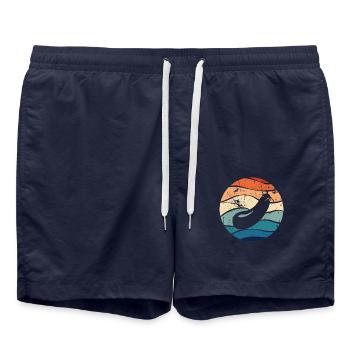 Aubergine Gemüse Vegetarier Veganer Retro Geschenk - Badeshorts - French Navy - Vorne - AI Model Male 185 light (185cm)