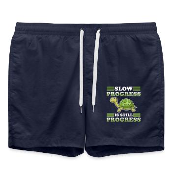 Turtle funny saying slow - Swim Trunks - french navy - Front - AI Model Male 185 light (185cm)