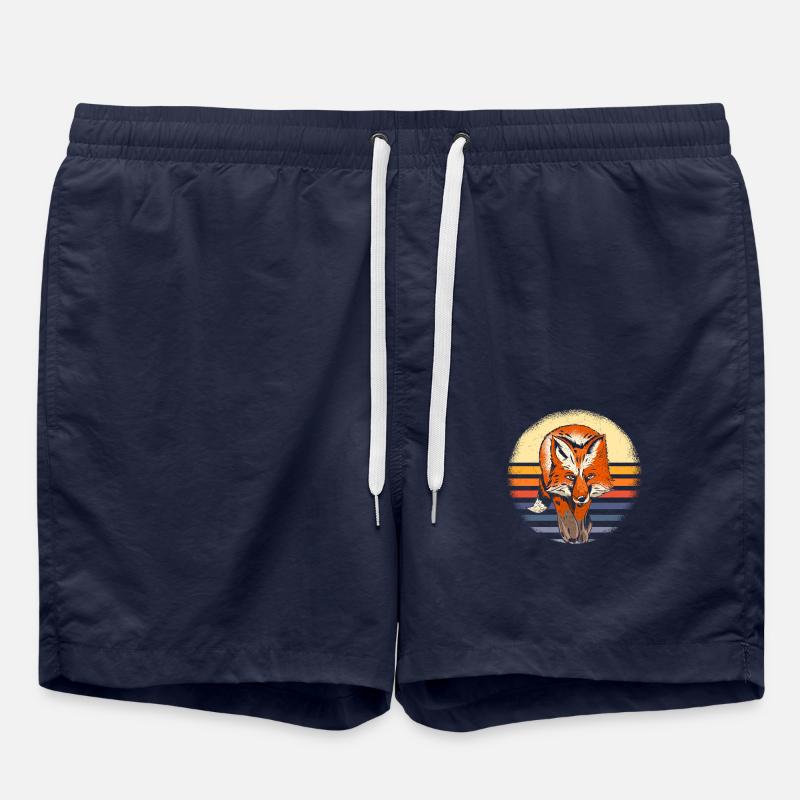 Renard waldtier Cadeau Rétro - Short de bain - bleu marine