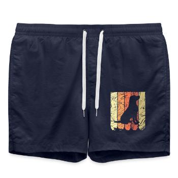 Hund Labrador Retro Design Grunge - Badeshorts - French Navy - Vorne - AI Model Male 185 light (185cm)