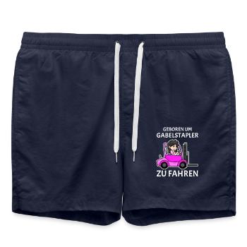 Staplerfahrer Damen Gabelstapler Stapler - Badeshorts - French Navy - Vorne - AI Model Male 185 light (185cm)