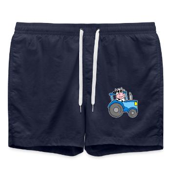 Vache tracteur illustration - Short de bain - bleu marine - Devant - AI Model Male 185 light (185cm)