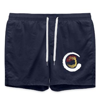 Tree Japan Asia Bamboo Sun Kanji Nature Buddha - Swim Trunks - french navy - Front - AI Model Male 185 light (185cm)