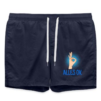 Alles ok? Alles ok! Handzeichen Tauchen - Badeshorts - French Navy - Vorne - AI Model Male 185 light (185cm)