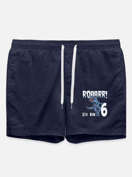 6. Geburtstag 6 Jahre Dino Saurier Dinosaurier - Badeshorts - French Navy