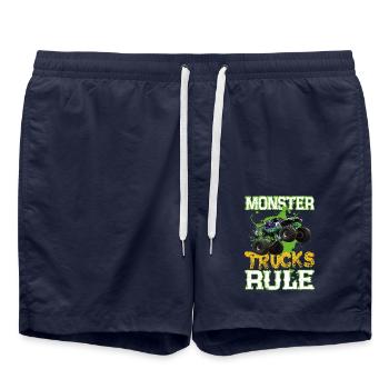 Monster Trucks rule coole Monster Truck Geschenke - Badeshorts - French Navy - Vorne - AI Model Male 185 light (185cm)