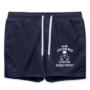 Geh mir aus dem Weg du unnötiger Sozialkontakt - Badeshorts - French Navy - Vorne - AI Model Male 185 light (185cm)