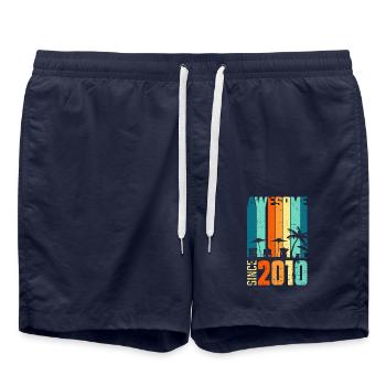 Vintage 2010 10 Geburtstag Retro Jahrgang Geschenk - Badeshorts - French Navy - Vorne - AI Model Male 185 light (185cm)