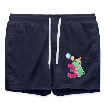 3 Birthday Dinosaur Years Three Dino Gift - Swim Trunks - french navy - Front - AI Model Male 185 light (185cm)