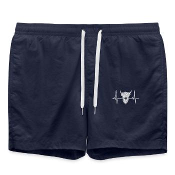 Schottisches Hochlandrind - Badeshorts - French Navy - Vorne - AI Model Male 185 light (185cm)