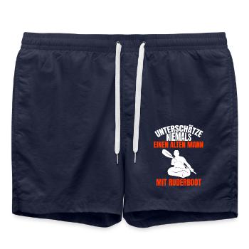 Rudern Opa Spruch alter Mann Ruderer Ruderverein - Badeshorts - French Navy - Vorne - AI Model Male 185 light (185cm)
