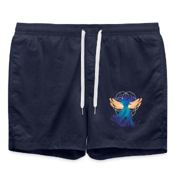Blume des Lebens Frau Engel Silhouette - Badeshorts - French Navy - Vorne - AI Model Male 185 light (185cm)