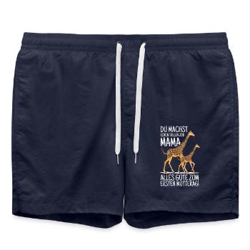 Muttertag Mutter Mummy Giraffe Spruch Geschenk - Badeshorts - French Navy - Vorne - AI Model Male 185 light (185cm)