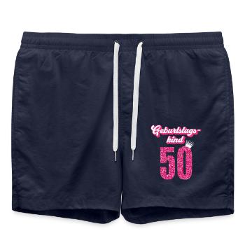 50. Geburtstag 50 Jahre 50er Geburtstagskind - Badeshorts - French Navy - Vorne - AI Model Male 185 light (185cm)
