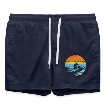 Jet ski rétro - Short de bain - bleu marine - Devant - AI Model Male 185 light (185cm)
