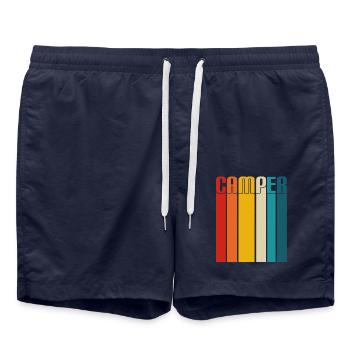 Camper Retro Sunset Colorful - Swim Trunks - french navy - Front - AI Model Male 185 light (185cm)