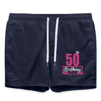 50e anniversaire 50 ans 50 années 50 Birthday Queen - Short de bain - bleu marine - Devant - AI Model Male 185 light (185cm)