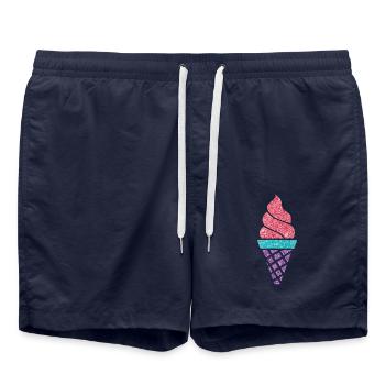 Glace glace glace crème glacée d’été rengaine cadeau - Short de bain - bleu marine - Devant - AI Model Male 185 light (185cm)