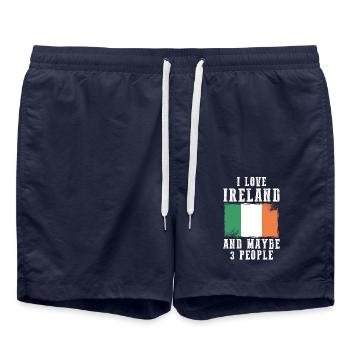 Ireland flag Irish Irish funny sayings - Swim Trunks - french navy - Front - AI Model Male 185 light (185cm)