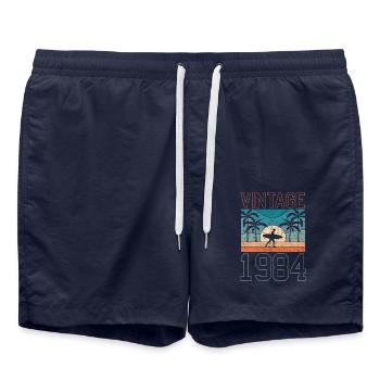 Vintage 1984 84 Birthday Retro Vintage Gift - Swim Trunks - french navy - Front - AI Model Male 185 light (185cm)