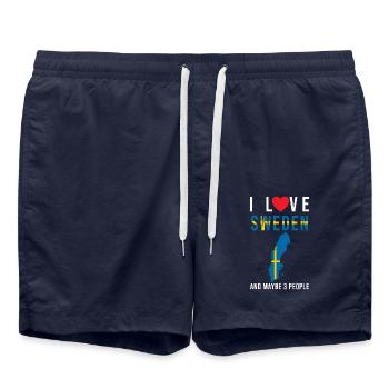 Suède j'aime la Suède - Short de bain - bleu marine - Devant - AI Model Male 185 light (185cm)