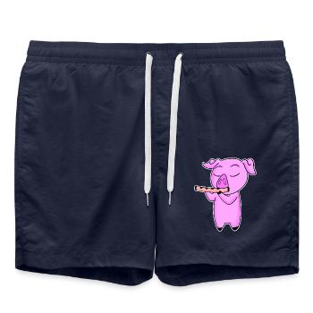Le cochon joue de la flûte - Short de bain - bleu marine - Devant - AI Model Male 185 light (185cm)