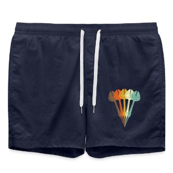 Dart Retro Style - Badeshorts - French Navy - Vorne - AI Model Male 185 light (185cm)