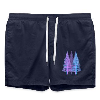 arbres arbre fantaisie épicéa forêt de conifères sapin - Short de bain - bleu marine - Devant - AI Model Male 185 light (185cm)