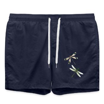 Libelle Insekt Yoga Meditation Sommer Pattern - Badeshorts - French Navy - Vorne - AI Model Male 185 light (185cm)