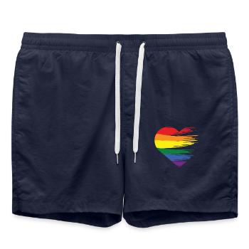 Rainbow Equality Heartbeat Gift - Swim Trunks - french navy - Front - AI Model Male 185 light (185cm)