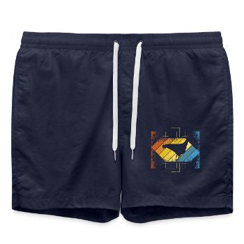 Hühner Huhn - Badeshorts - French Navy - Vorne - AI Model Male 185 light (185cm)